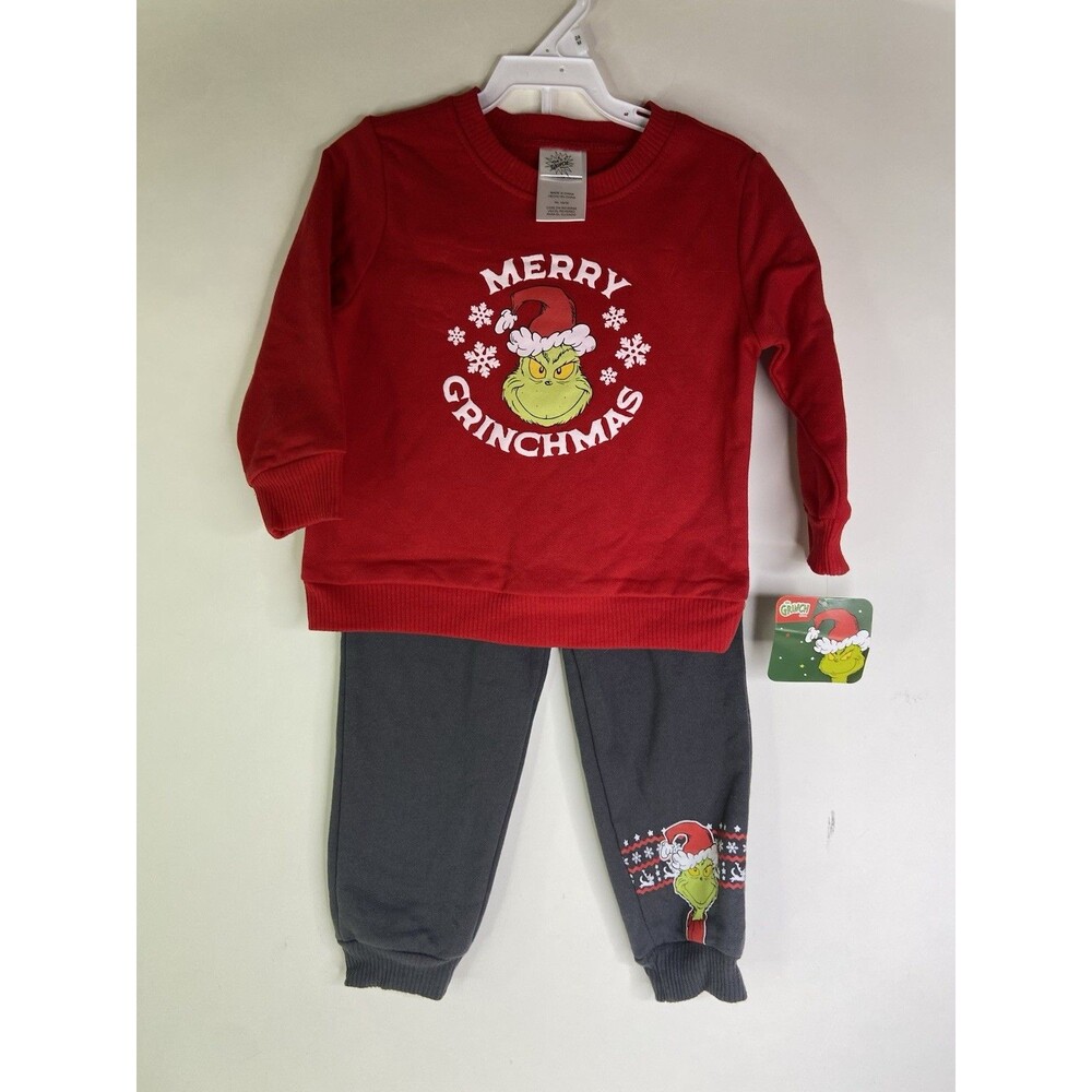 Dr. Seuss The Grinch Merry Christmas Shirt Top Pants Outfit Set Boys 24 Months